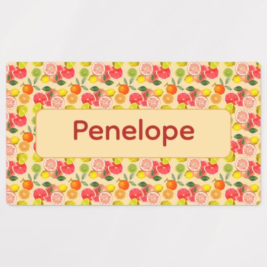 Lemon yellow pattern Labels with name (Design 2)