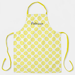 Lemon Yellow Polka Dots aangepaste naam kleurrijke Schort