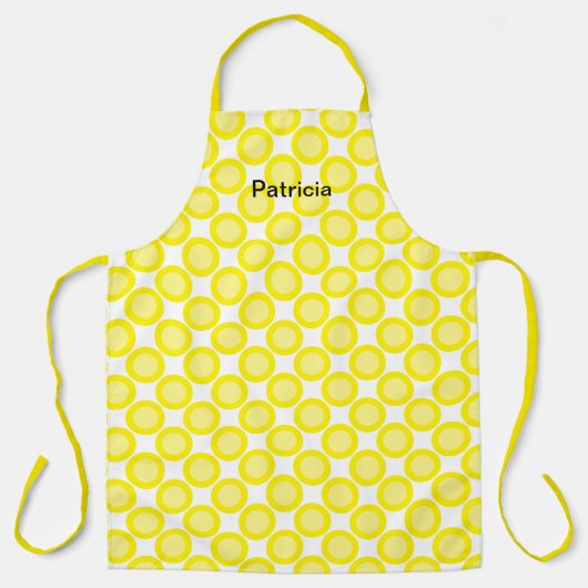 Lemon Yellow Polka Dots White - aangepaste naam Schort (Voorkant)
