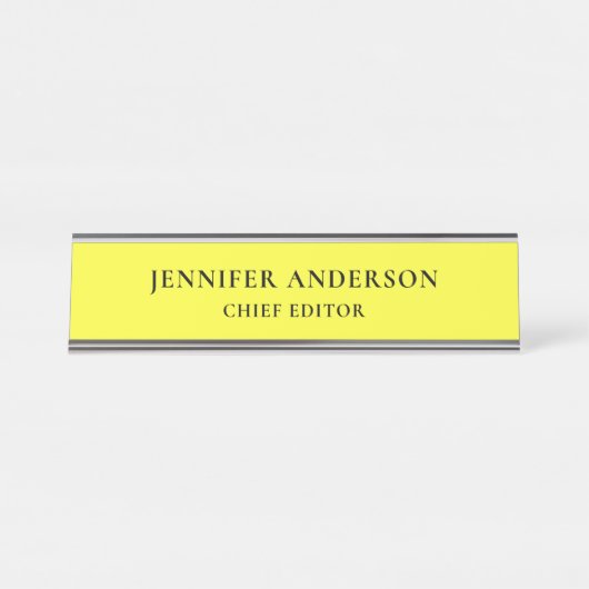Lemon Yellow Professional Modern Plain Minimalist Bureau Naambordje (Voorkant)