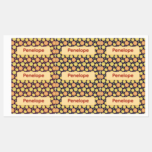 Lemon yellow purple pattern Labels with name (Vel)