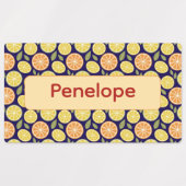 Lemon yellow purple pattern Labels with name (Design 2)