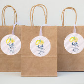 Lemon Yellow Retro Modern Baby shower Dank u Bedankjes Labels