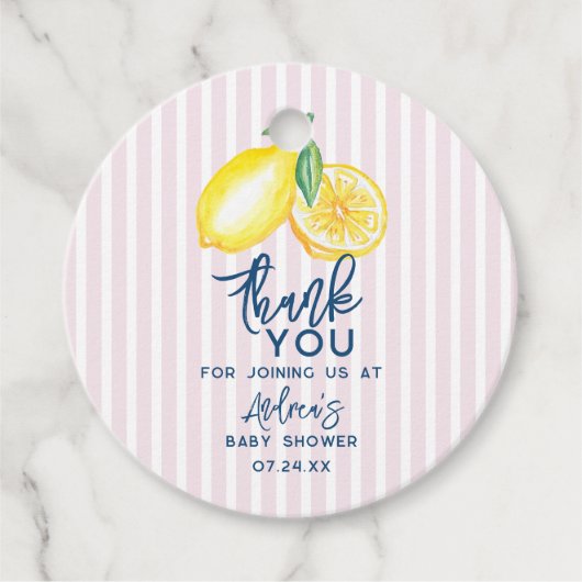 Lemon Yellow Retro Modern Baby shower Dank u Bedankjes Labels (Voorkant)