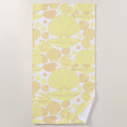 Lemon Yellow Seashell Pattern Coastal Strandlaken (Voorkant)