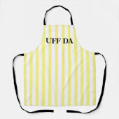 Lemon Yellow Striped Uff Da All-Over Print Apron Schort (Voorkant)
