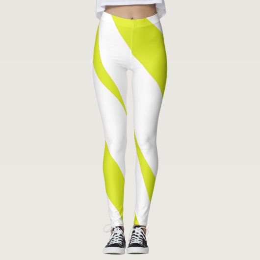 Lemon Yellow Striped Vibrant Leggings (Voorkant)