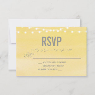 Lemon Yellow Watercolor Slingerende Lichtjes RSVP Kaartje