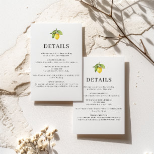 Lemon Yellow Wedding Details Enclosure Kaart