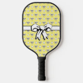 Lemon Yellow White Polka Dots Bows Pickleball Paddle (Voorkant)