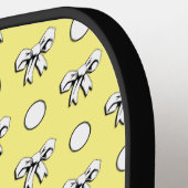 Lemon Yellow White Polka Dots Bows Pickleball Paddle (Links Detail)