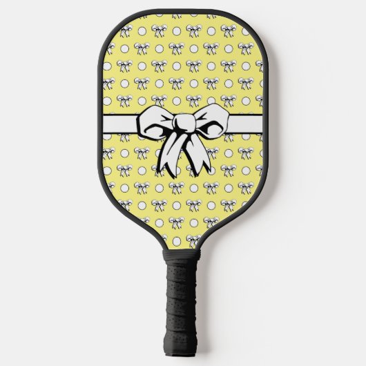 Lemon Yellow White Polka Dots Bows Pickleball Paddle (Achterkant)