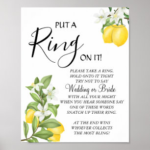 Lemon Zet een Ring vrijgezellenfeest spel teken Poster