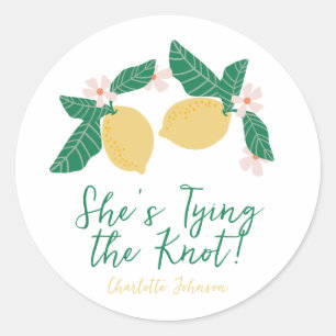 Lemon Zij Knoopt de Knoop Bruidsuitnodiging Ronde Sticker