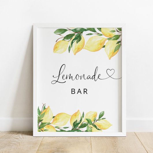 Lemonade Bar Citroen Bloemen Poster