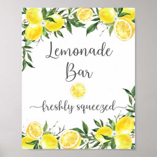 Lemonade Bar Groene Gold Bruiloft Aankondiging Bor Poster (Voorkant)