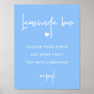 Lemonade Bar Teken voor Douche Party Blue Sjabloon Poster