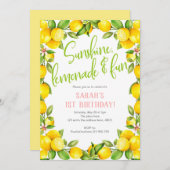 Lemonade de soleil, invitation au 1er anniversaire (Devant / Derrière)