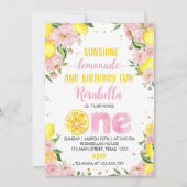 Lemonade Florale rose 1er Invitation anniversaire (Devant)