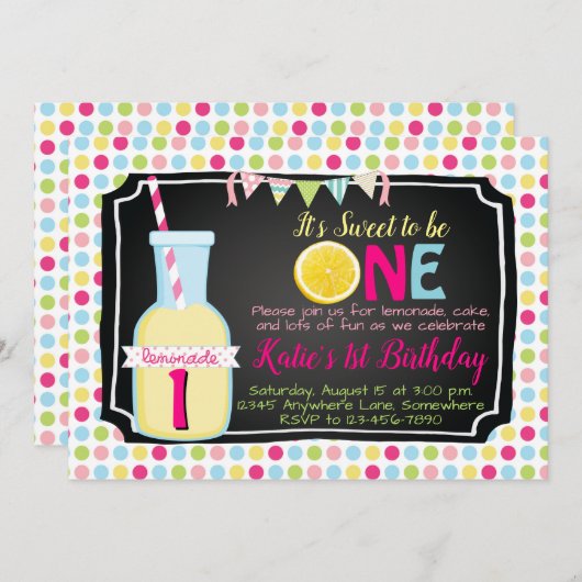 Lemonade Lemon Été Anniversaire Invitations (Devant / Derrière)