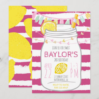 Lemonade Mason Jar Invitation Anniversaire