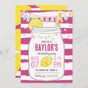 Lemonade Mason Jar Summer Birthday Invitation Kaart