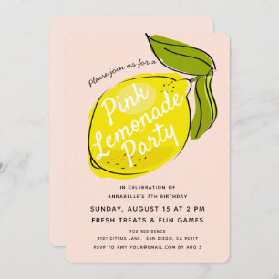 Lemonade Pâle Pâle Pâle Invitation de fête d'anniv