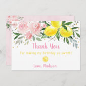 Lemonade Pink Gold Floral Merci d'anniversaire (Devant / Derrière)