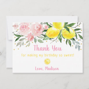 Lemonade Pink Gold Floral Merci d'anniversaire
