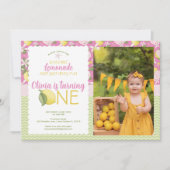 Lemonade rose 1er anniversaire Invitation photo (Devant)