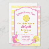 Lemonade rose Anniversaire Invitation 1er Annivers (Devant / Derrière)