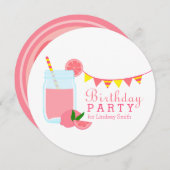 Lemonade rose Invitation de fête d'anniversaire (Devant / Derrière)