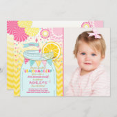 Lémonade rose Invitation Soleil Premier anniversai (Devant / Derrière)