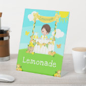 Lemonade Stand Verjaardag Bruin Haar Jongen Reclamebord Met Voetstuk (Insitu)
