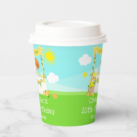 Lemonade Stand Verjaardag Rood Haar Jongen Papieren Bekers (Links)