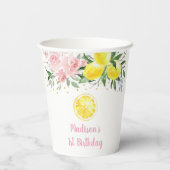 Lemonade Sunshine Pink Floral Birthday Papieren Bekers (Achterkant)