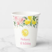 Lemonade Sunshine Pink Floral Birthday Papieren Bekers (Voorkant)