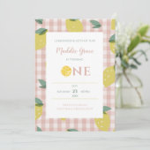 Lemonade Sunshine Pink Pset First Birthday Kaart (Staand voorkant)