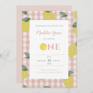 Lemonade Sunshine Pink Pset First Birthday Kaart