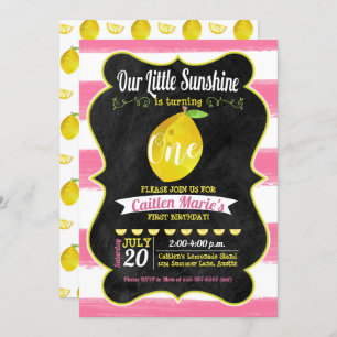 Lemonade Sunshine Pink Yellow Chalkboard Birthday Kaart