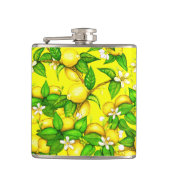 Lemonafdruk op gele kolf heupfles (Voorkant)