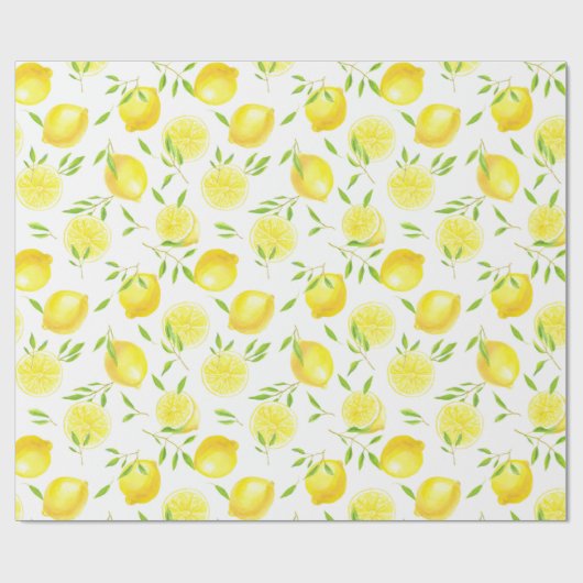 Lemonen en bladeren, verpakkingspapier cadeaupapier (Vlak)
