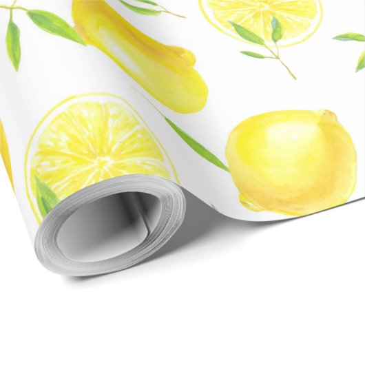 Lemonen en bladeren, verpakkingspapier cadeaupapier (Rol Hoek)
