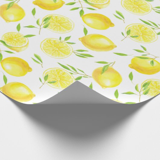 Lemonen en bladeren, verpakkingspapier cadeaupapier (Hoek)