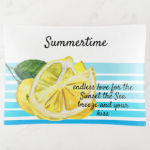 Lemonen en blauwe strepen Beach waterverf