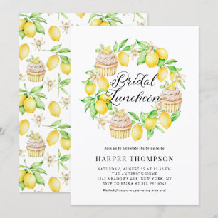 Lemonen en Cupcakes Wreath Summer Bridal Luncheon Kaart