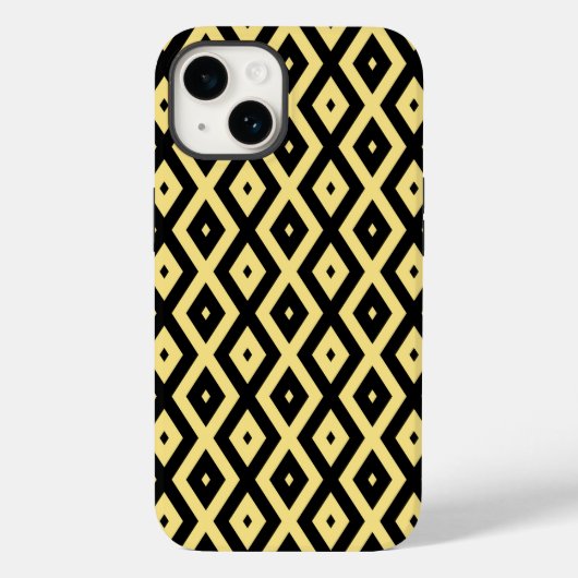 Lemongeel en zwart diamantpatroon Case-Mate iPhone case (Achterkant)