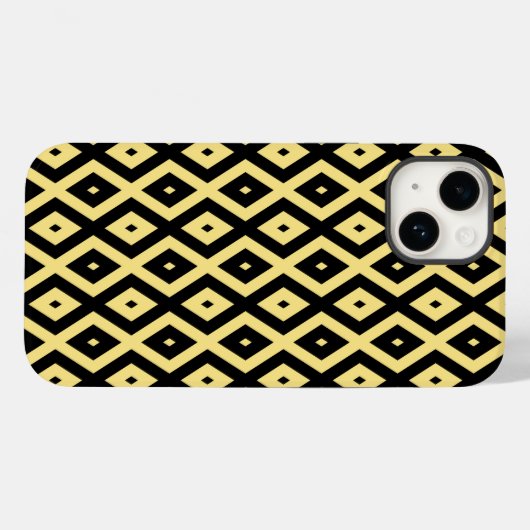 Lemongeel en zwart diamantpatroon Case-Mate iPhone case (Achterkant (horizontaal))