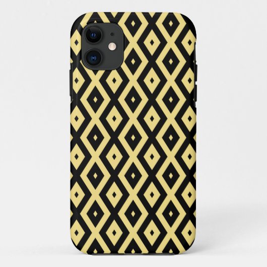 Lemongeel en zwart diamantpatroon Case-Mate iPhone case (Achterkant)