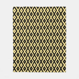 Lemongeel en zwart diamantpatroon fleece deken